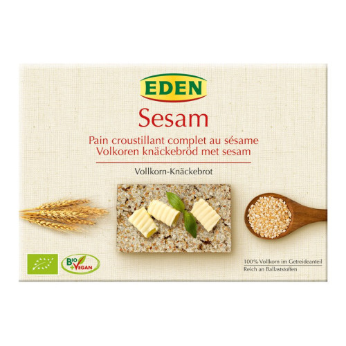 EDEN - БИО РЪЖЕНИ И ПЪЛНОЗЪРНЕСТИ СУХАРИ СЪС СУСАМ - 250 г